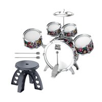 Magideal - Juego De Batería De Jazz Para Niños, Juguete De Desarrollo Que Incluye Roms, Platillos, Baquetas Y Taburetes, Kits De Batería De Jazz Rock Para El Día , 5 En 1