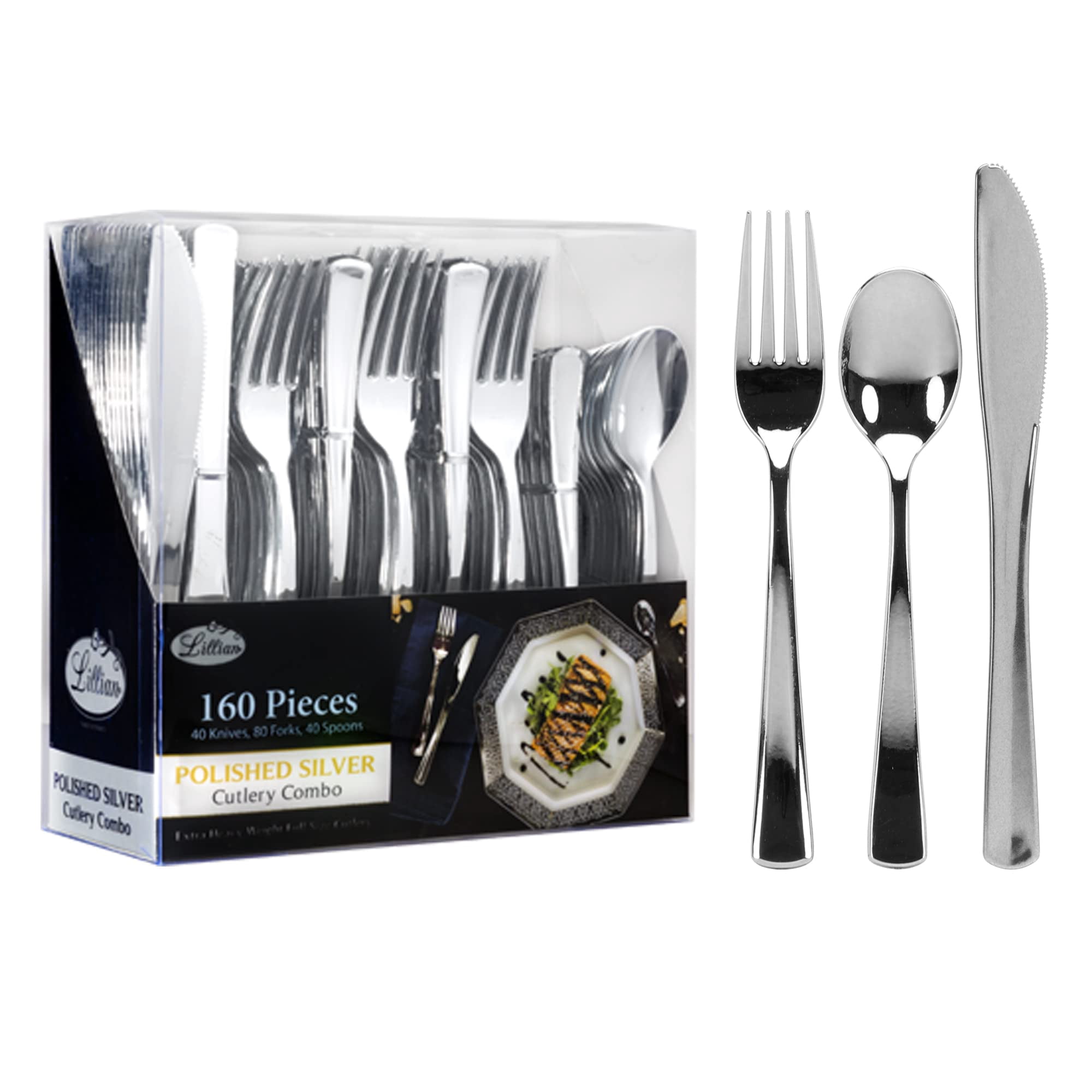 Cubertería De Plástico Lillian Tablesettings Extra Pesada, 160 Unidades