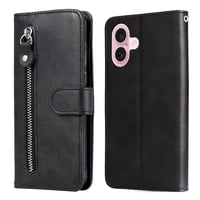 Gangxun - Funda Con Cremallera Para Iphone 16, Carcasa Cartera De Cuero Pu Con Soporte Y Tarjetero
