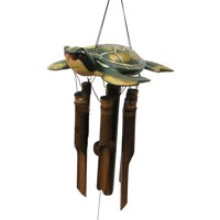 Campanilla De Viento Cohasset Gifts Con Forma De Tortuga Marina, Bambú, Pintada A Mano
