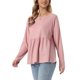 thumbnail image 4 of INSPIRE CHIC Top de Punto Waffle para Mujer de Manga Larga Blusas Peplum Babydoll L Rosa, 4 of 6