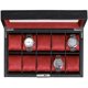 thumbnail image 1 of Caja de Relojes ROTHWELL de Cuero Negro/Rojo – 10 Ranuras, 1 of 8