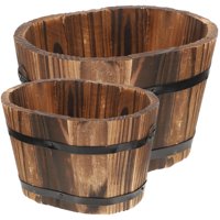 Ioensy - 2 Macetas De Madera Rústicas Para Interior Y Exterior, Mesa Y Balcón.