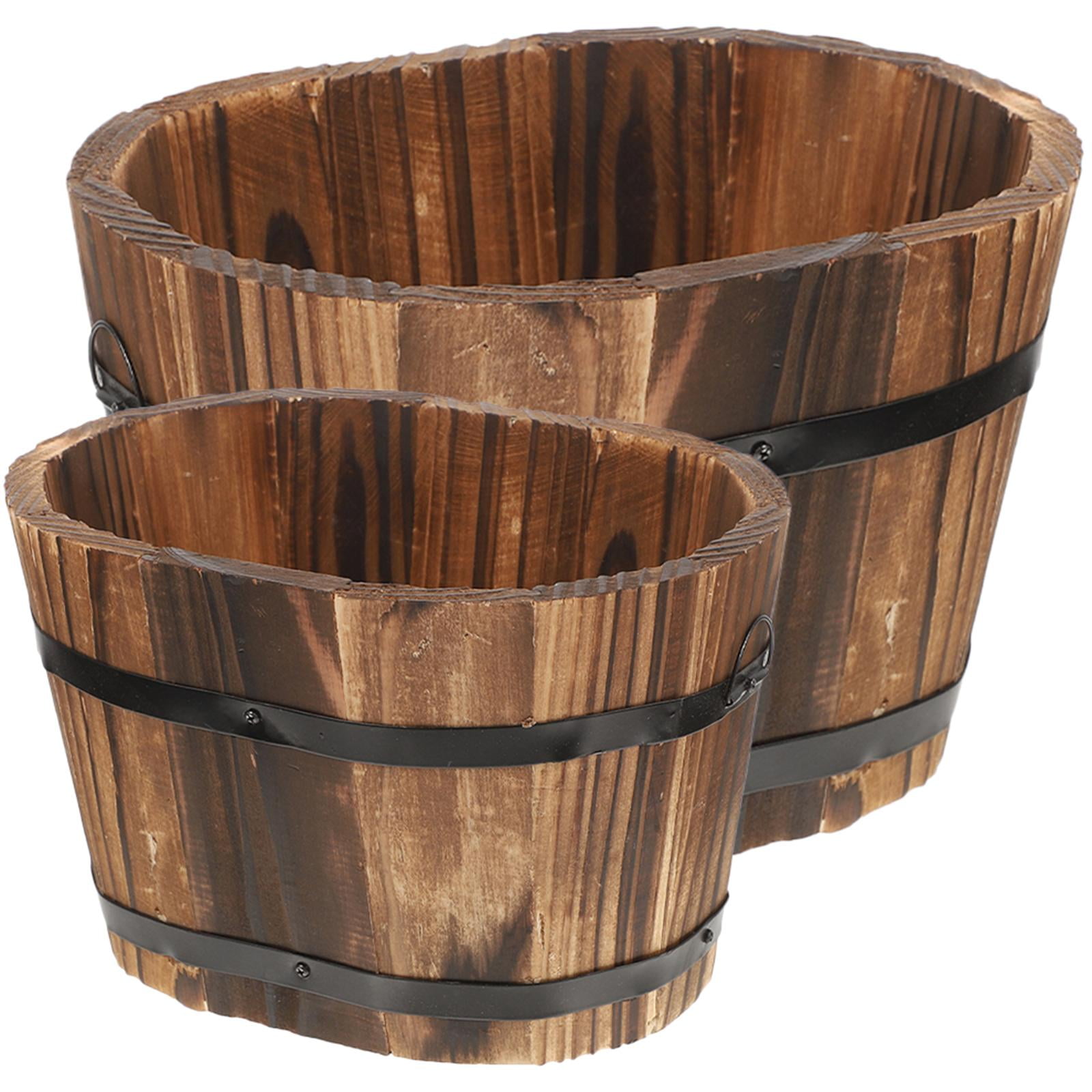 Ioensy - 2 Macetas De Madera Rústicas Para Interior Y Exterior, Mesa Y Balcón.