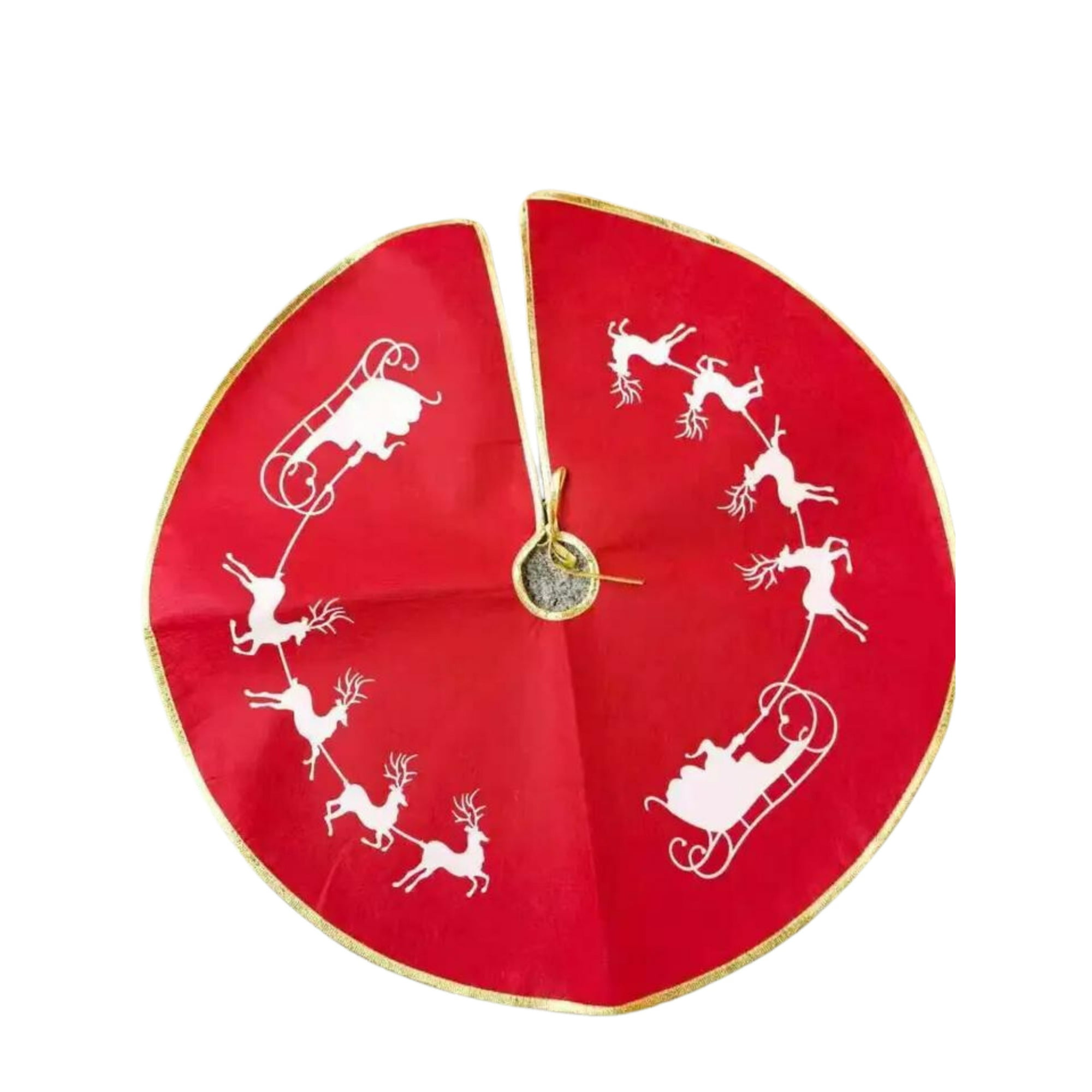 Bohemik - Faldón Arbol Navidad Rojo Con Trineos