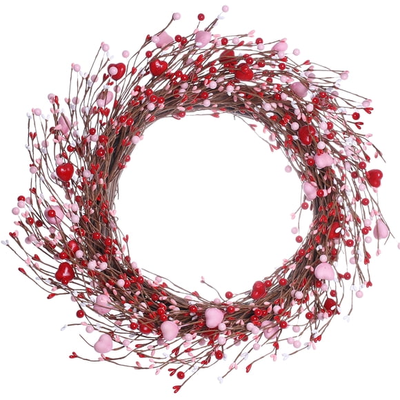 Corona de San Valentín J'FLORU de 50 cm con corazones y bayas