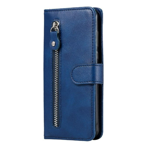 Funda con Cremallera para Samsung Galaxy S22 5G, Carcasa Cartera de Cuero PU con Soporte y Tarjetero