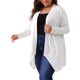 thumbnail image 4 of Agnes Orinda Cárdigan de Talla Grande para Mujeres Escuela Universidad Manga Larga Abierto al Frente Ligero Dobladillo Alto Bajo Cubiertas Draped 3X Blanco, 4 of 6