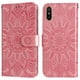 thumbnail image 2 of Funda tipo cartera FOXDOCK para iPhone X/Xs , diseño girasol en relieve, cuero PU, cierre magnético, soporte y tarjetero, 2 of 5