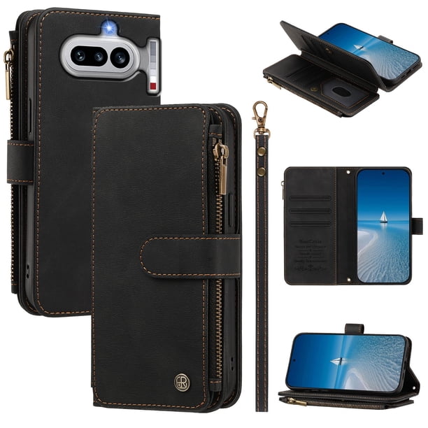 Funda Billetera Nothing Phone 4A con Cierre, Negro