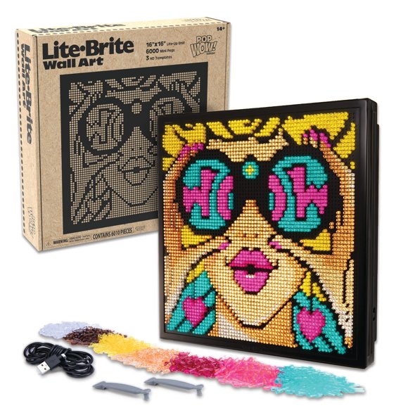 Pantalla Pop Wow de Lite Brite para pared, 16 x 16 pulgadas, con 6000 minipinzas