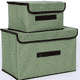 thumbnail image 2 of Juego de 2 cajas de almacenamiento grandes con tapas y asas, contenedores organizadores plegables para ropa de cama, cestas, cubos con divisor extraíble para el hogar, dormitorio, armario, oficina., 2 of 8