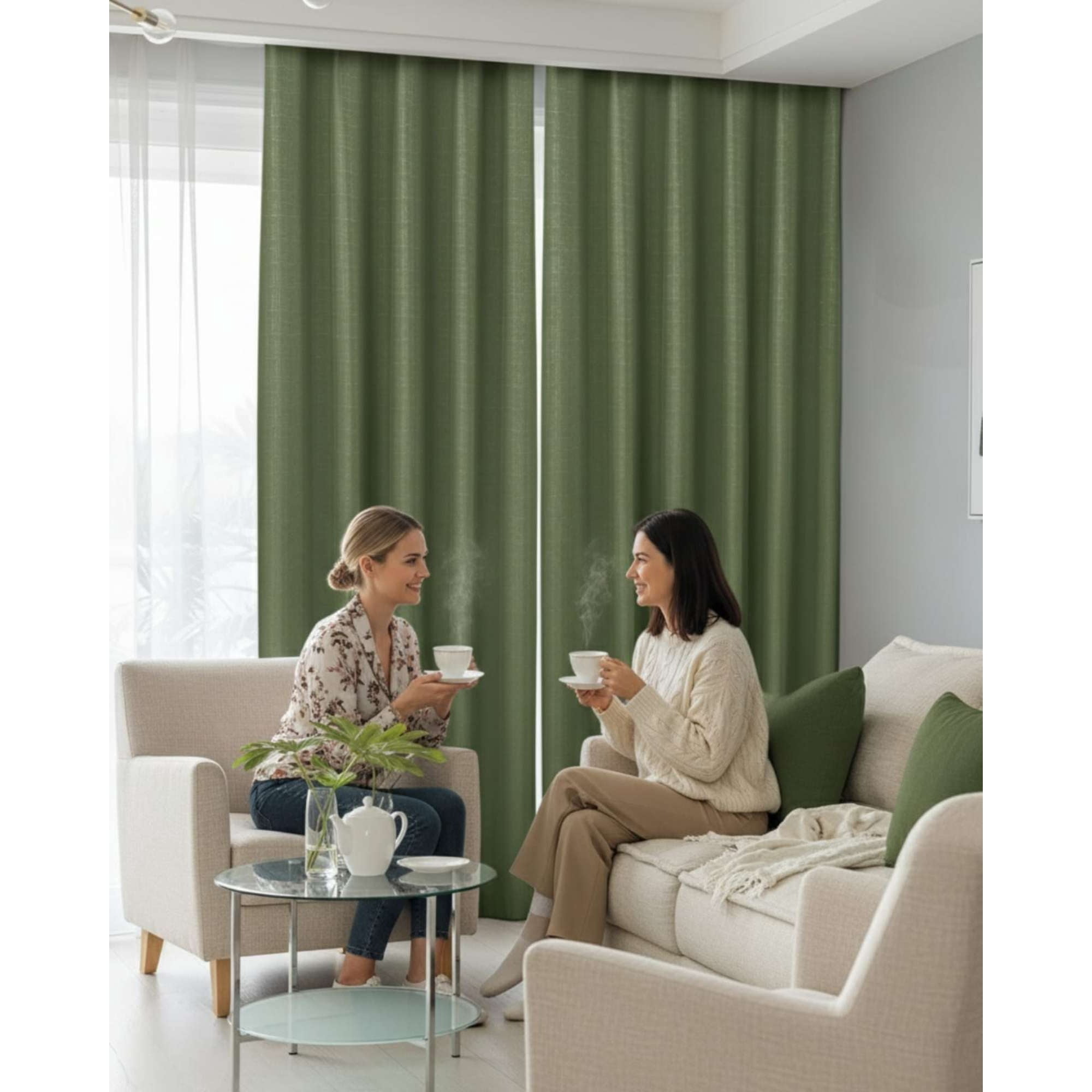 Mylhogar - Set De Cortinas Blackout Engomadas Modernas De Lujo