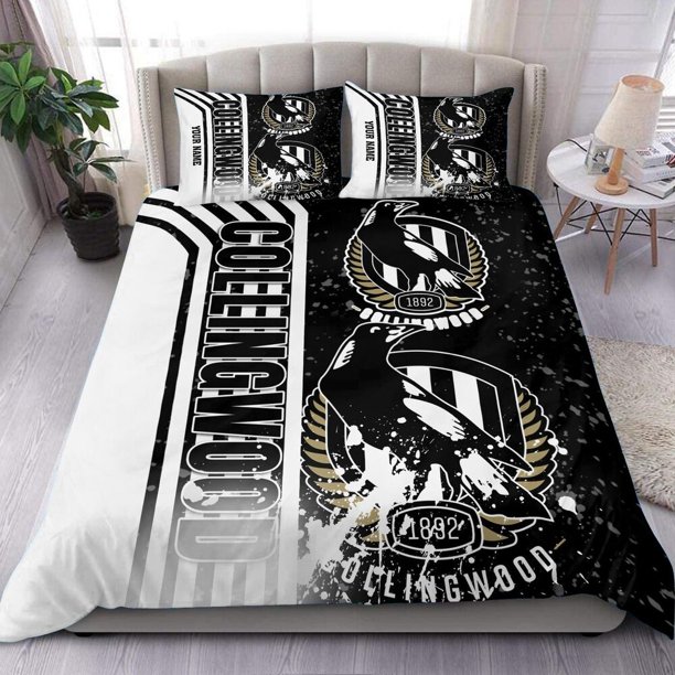Collingwood Magpies AFL Bedding Set Doona Duvet Cover Kid Men Gift Double3-Piece Bedding Set