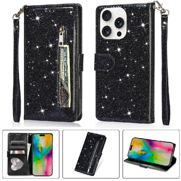 Funda Para Elegante Funda Iphone 16 Pro Max Glitter Con Cremallera-ideal Para El Uso Diario