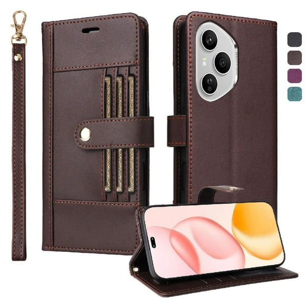 FOXDOCK Funda tipo Cartera para Honor 400 Pro 5G – Cubierta de Cuero PU con Múltiples Ranuras, Bolsillo para Efectivo y Correa de Muñeca
