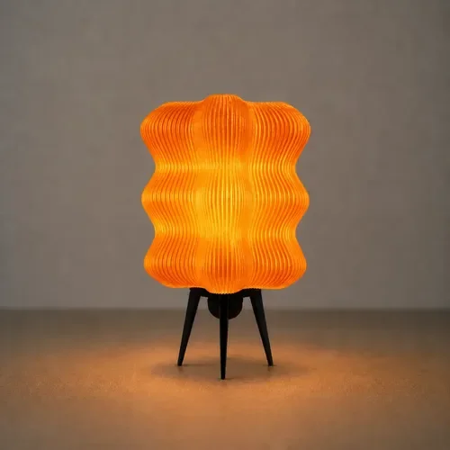 Lámpara de Mesa Velador SLVJE Aura Wave E27 Impresa en 3D 16 cm Naranja + Ampolleta