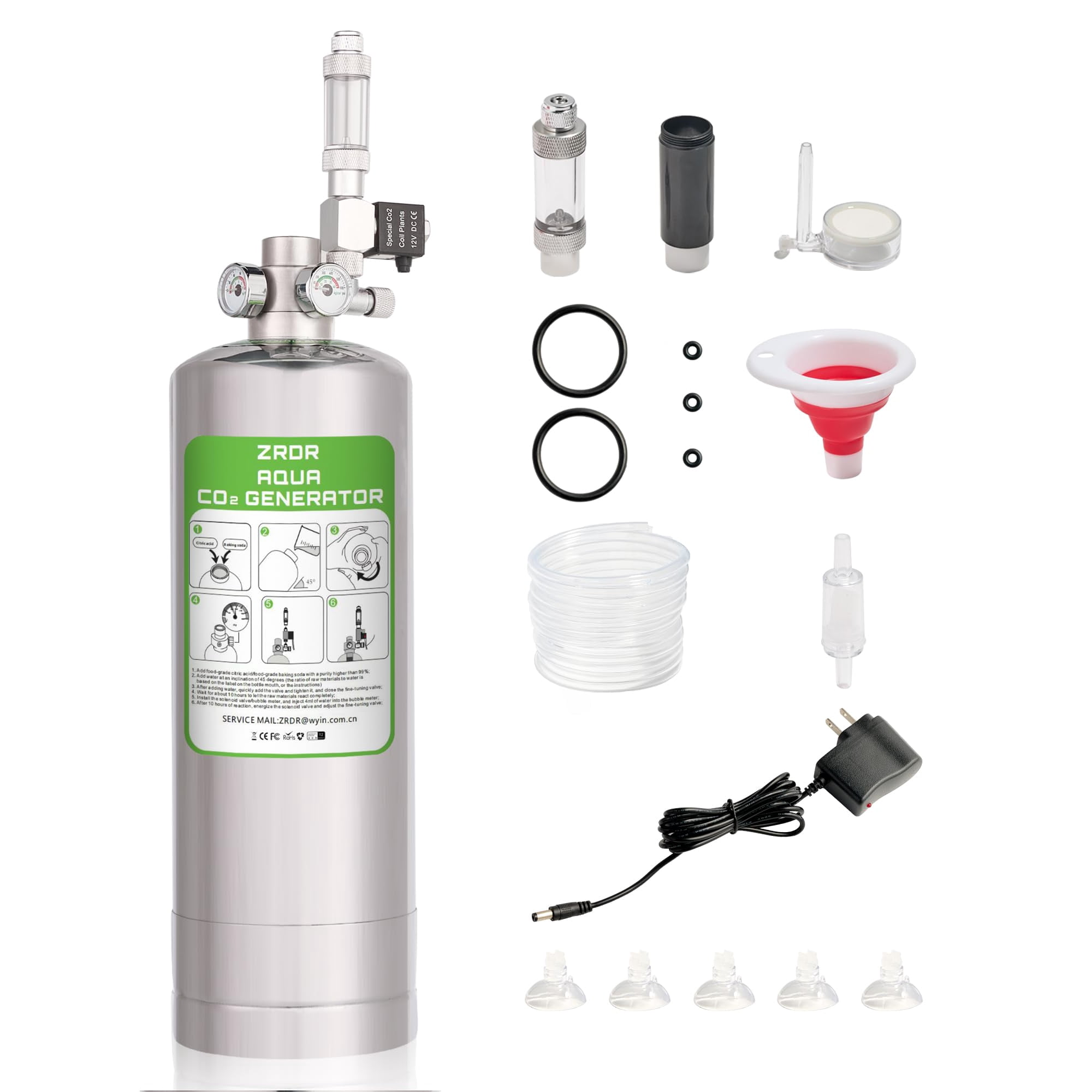 Generador de CO2 ZRDR 4L Kit para Acuario 40‑120 galones 12 V