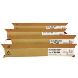 Set de 4 cartuchos de tóner láser Ricoh Aficio MPC305 (negro, cian, magenta, amarillo)