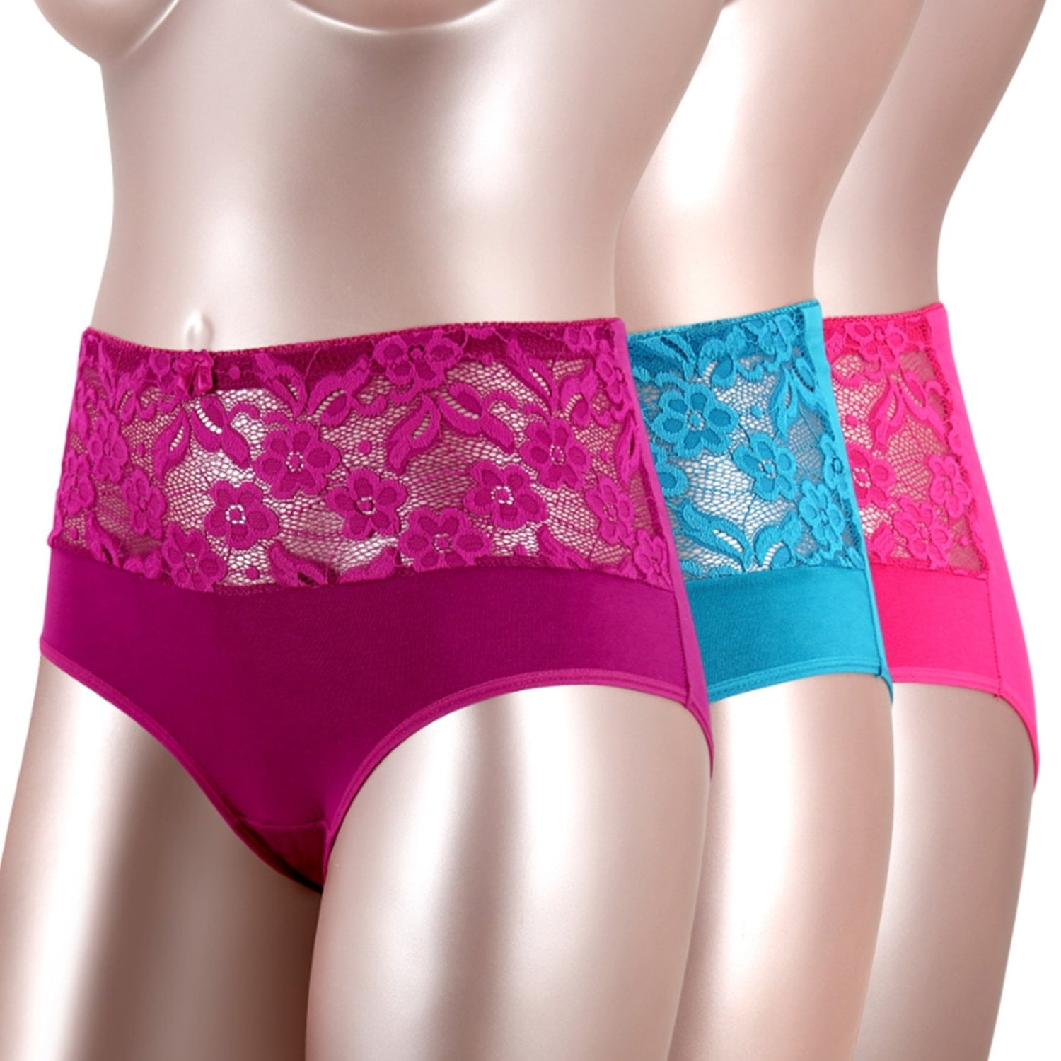 Giovacchino - Pack De 3 Calzon Tiro Alto Algodón Con Encaje