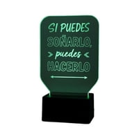 Lampara Ilusion 3D Frase: Si Puedes Soñarlo... De 7 Colores, Base Touch