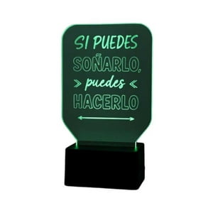 Lampara Ilusion 3D Frase: Si Puedes Soñarlo... De 7 Colores, Base Touch