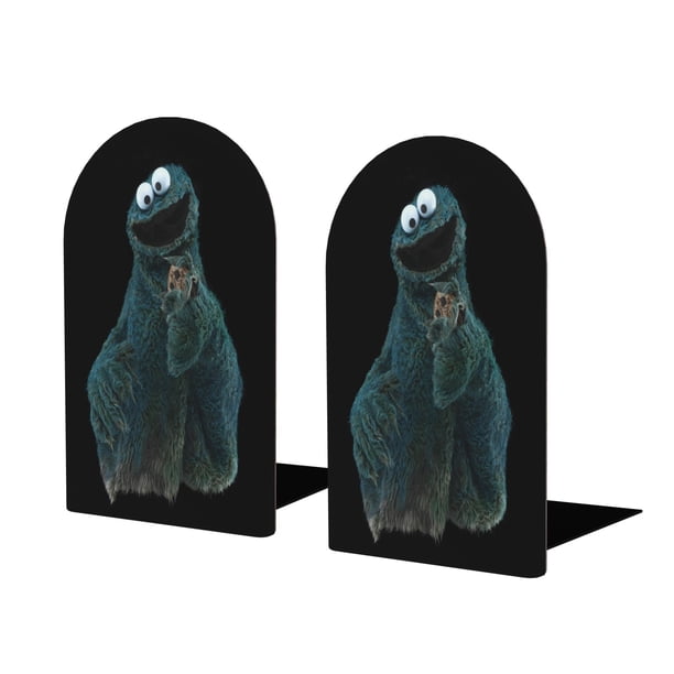 Comegalletas / Monstruo de las Galletas Sujetalibros decorativos temáticos, tope para estantería con base antideslizante, uso dual para hogar y oficina - 2 piezas