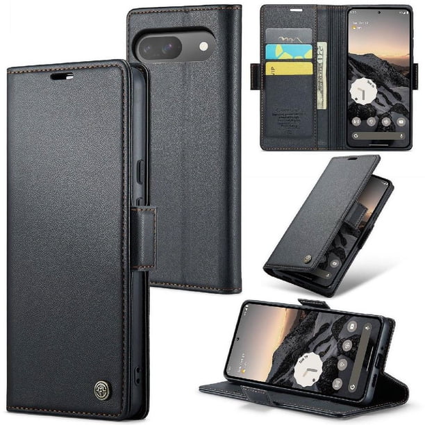 CaseMe tipo cartera Google Pixel 9 Pro con cierre magnético, RFID, tarjetero, soporte, carga inalámbrica