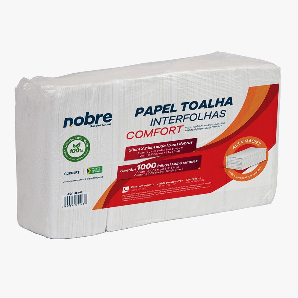 Pack De Toallas De Papel Interfoliadas 1000 Hojas 20x23cm Comfort Nobre