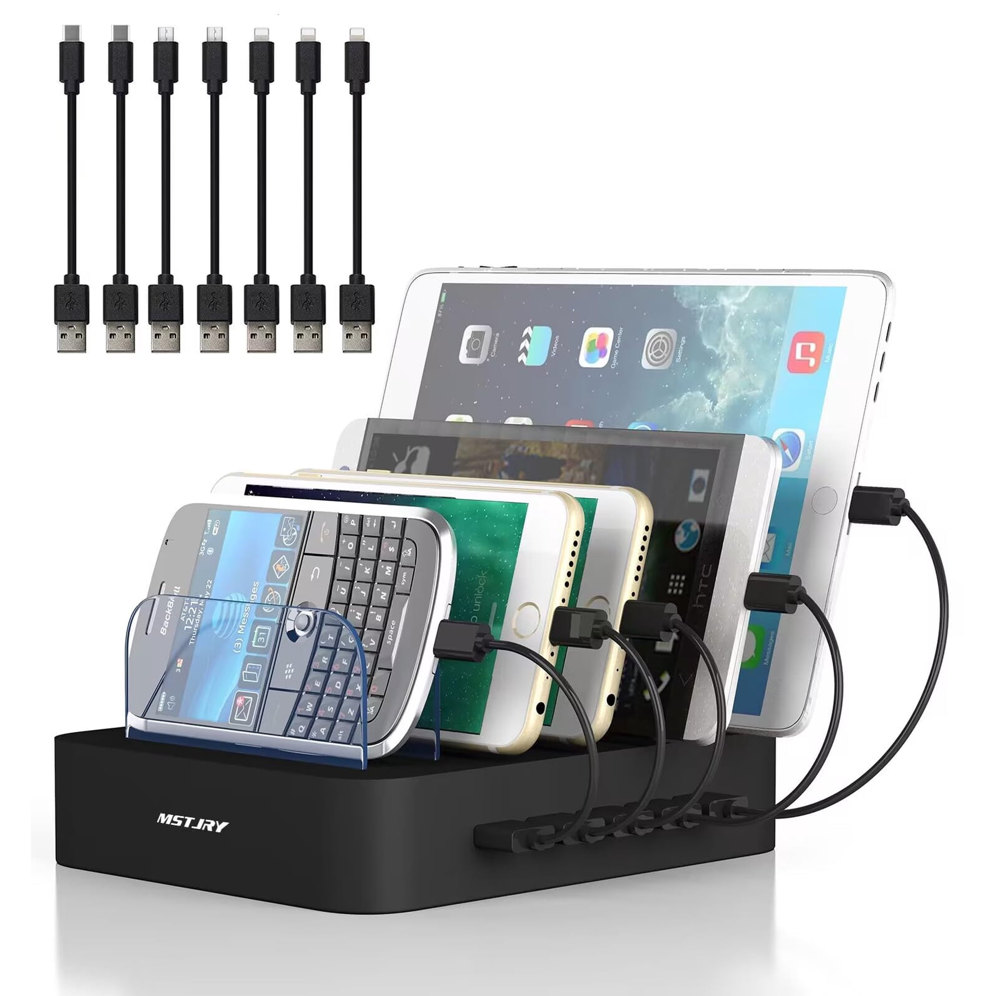 Mstjry - Estación De Carga Usb A De 5 Puertos Para Iphone Ipad Negra