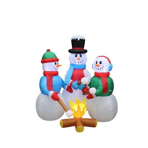 Muñecos de nieve inflables familiares con forma de muñeco de nieve, 150 cm, con luces LED
