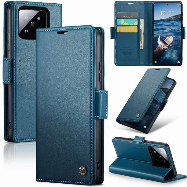 CaseMe tipo cartera Xiaomi 14 Pro con cierre magnético, RFID, tarjetero, soporte, carga inalámbrica