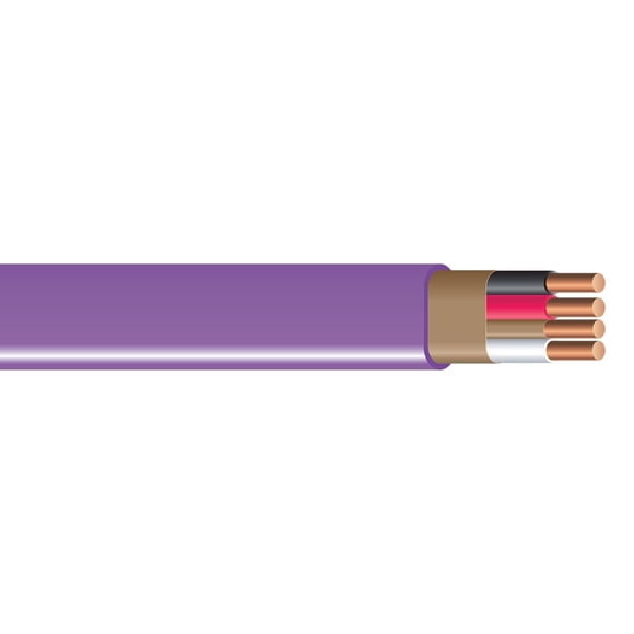 Southwire 63947872 Romex SIMpull Cable NM-B, chaqueta púrpura, cable eléctrico residencial de cobre sólido, 12‑3 AWG, 600 V, carrete de 250 pies