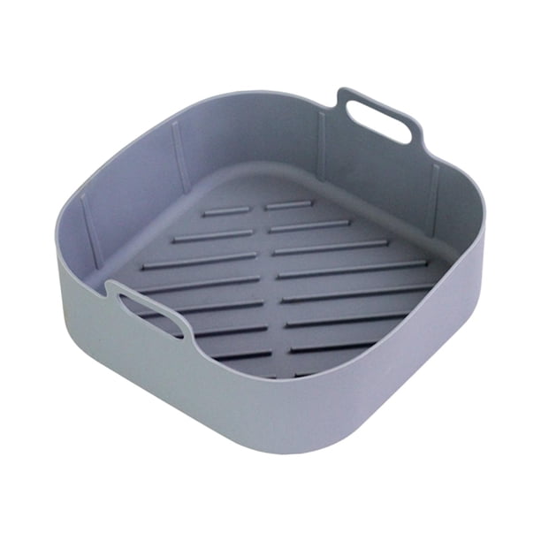 Freidora De Aire Olla De Silicona Bandeja Para Hornear Duradera Revestimiento De Freidora De Aire De Silicona Para Horno Sarga Gris