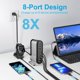 thumbnail image 2 of Bloque cargador USB C, 285 W, estación de carga de 8 puertos, color plateado, 2 of 7
