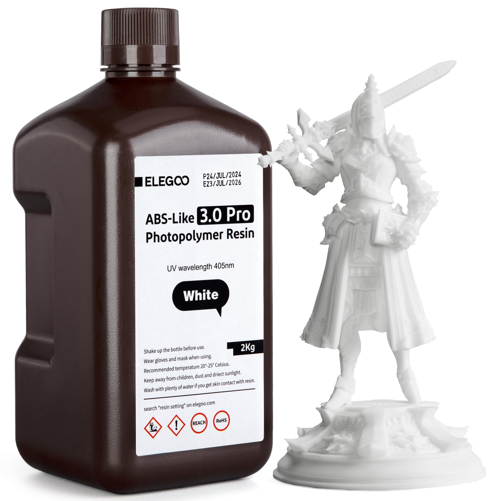 Resina De Impresión 3d Elegoo Resina Tipo Abs 3.0 Pro White 2 Kg