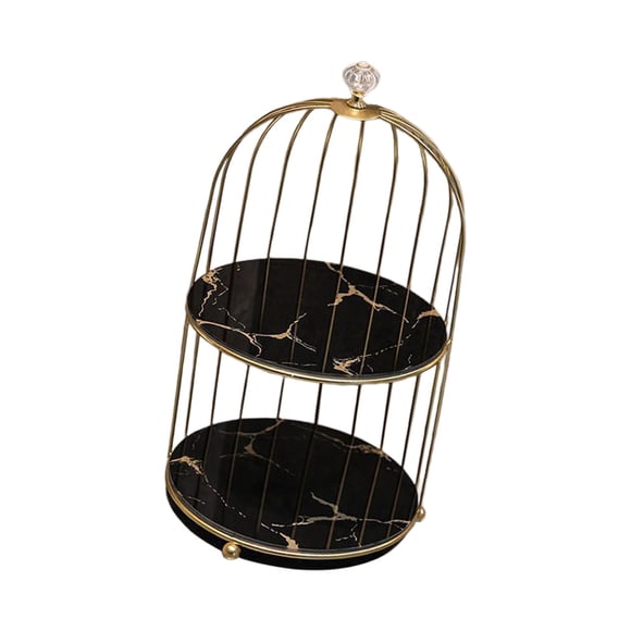 Soporte de maquillaje para exhibición de pasteles en el baño, joyería, Perfume, jaula para pájaros, tocador, organizador de cosméticos, soporte para e oro negro 2 niveles