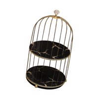 Magideal - Soporte De Maquillaje Para Exhibición De Pasteles En El Baño, Joyería, Perfume, Jaula Para Pájaros, Tocador, Organizador De Cosméticos, Soporte Para E Oro Negro 2 Niveles