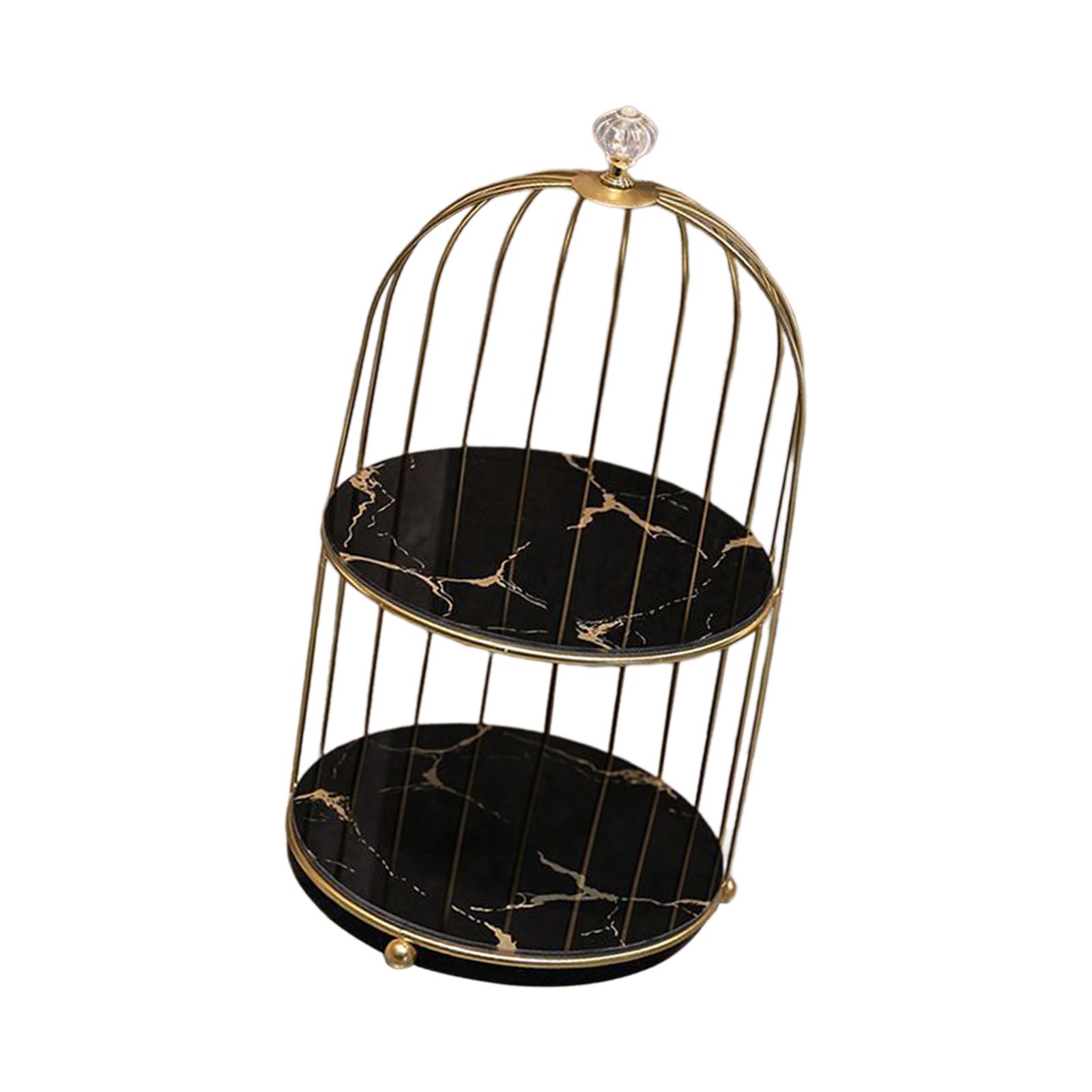 Magideal - Soporte De Maquillaje Para Exhibición De Pasteles En El Baño, Joyería, Perfume, Jaula Para Pájaros, Tocador, Organizador De Cosméticos, Soporte Para E Oro Negro 2 Niveles