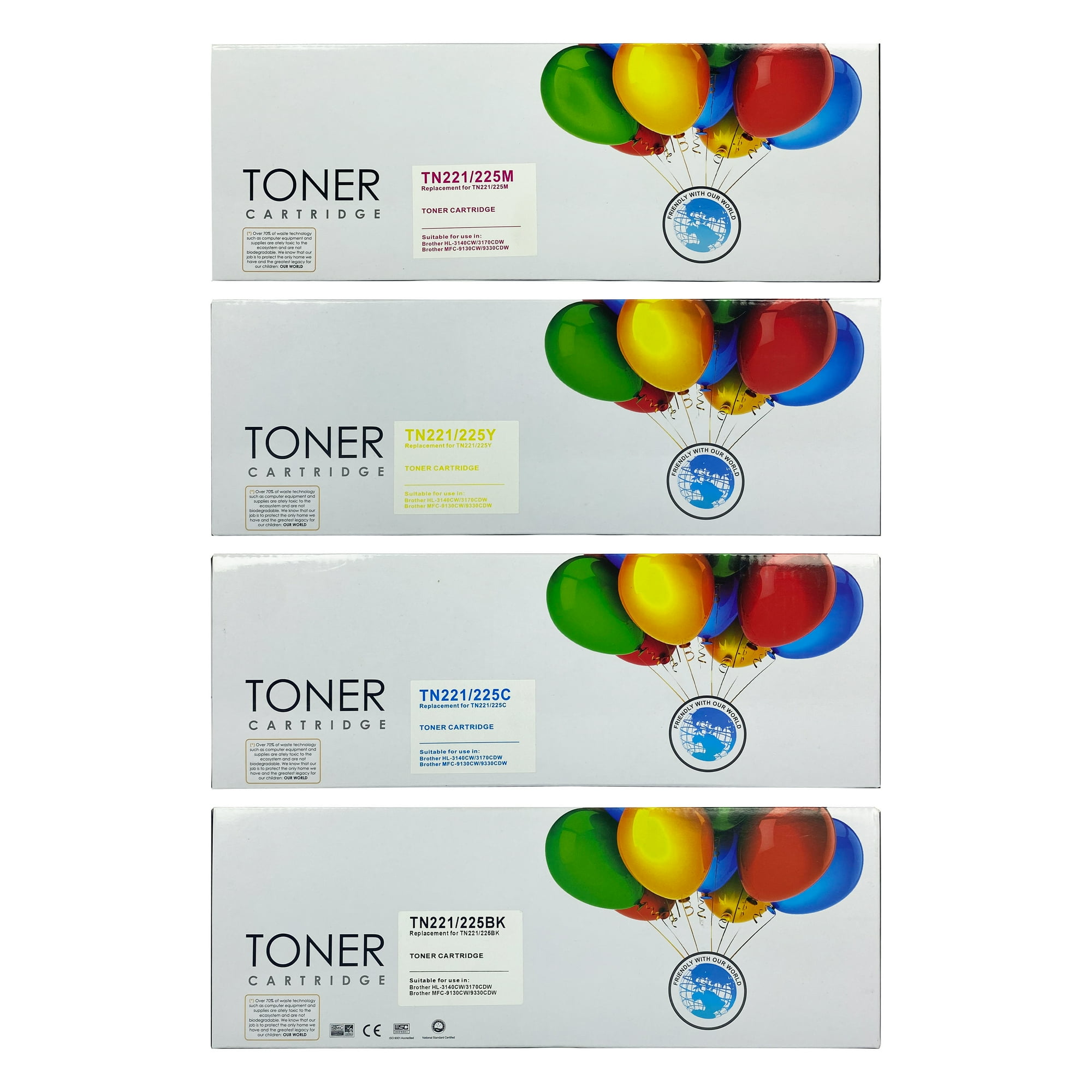 Genérico - Pack De 4 Toner Alternativos Tn221 / Tn225 – Para Brother Mfc-9330 Y Dcp-9020