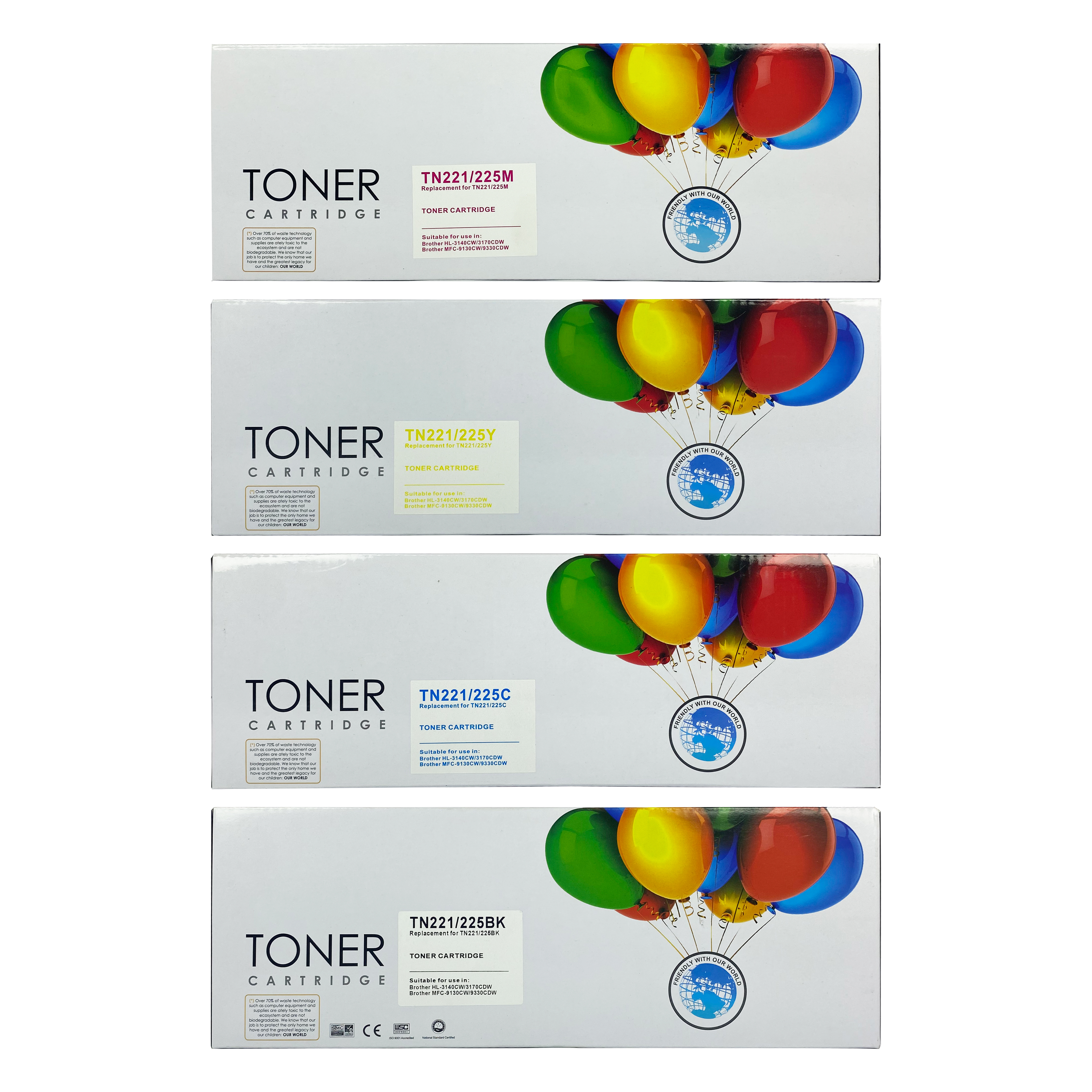 Genérico - Pack De 4 Toner Alternativos Tn221 / Tn225 – Para Brother Mfc-9330 Y Dcp-9020