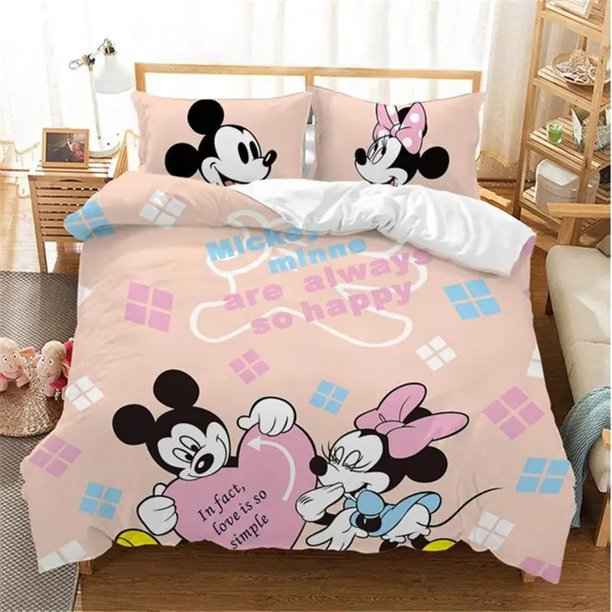 Mickey Mouse Anime Bedding Set Cartoon Duvet Cover Sets Full Size BeddingDecoration Printed Soft Set Children Boys Girl Bed Sheets