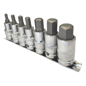 Genérico - Set Dado Puntas Hexagonales Allen 7 Piezas Cuadrante 1/2Pulg