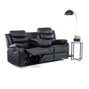 Vys Spa - Sofa Santi Black Reclinable 3 Cuerpos Con Posavados