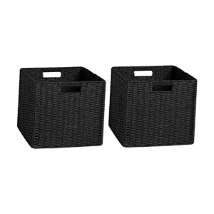 Bothyi - Cesta De Almacenamiento Tejida Plegable, Organizador De Artículos Diversos Para Apartamento, Hogar, Dormitorio, Color Negro, 2 Piezas