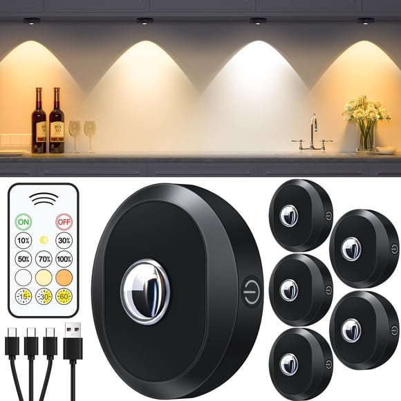 Puck Lights Recargable Para Debajo Del Armario 1200 Mah Paquete De 6