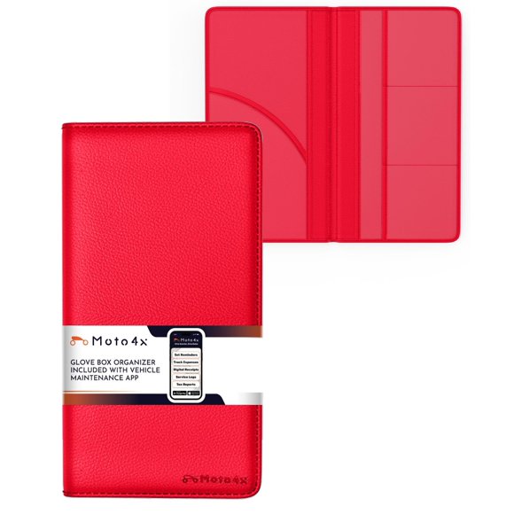 Portadocumentos Para Auto De Cuero Pu Rojo 24 X 13 Cm