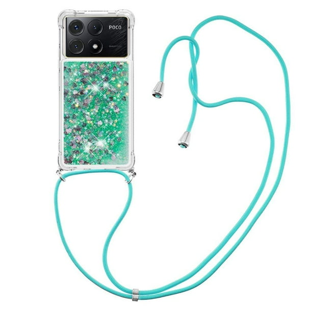 Funda FOXDOCK para Xiaomi Poco X6 Pro con Cuerda Ajustable, Brillo Líquido, Protección Antigolpes y Lente – Ideal para Regalo
