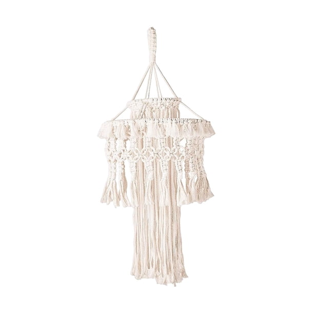 Nordic Macrame Lamp Shade Lamp Shade Tejido a mano Decorativo Colgante Cubierta de luz de techo para mesa de comedor Oficina Hogar Decoración del