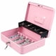 thumbnail image 1 of Caja de efectivo xilada con bandeja para dinero y cerradura con llave, color rosa, 1 of 8